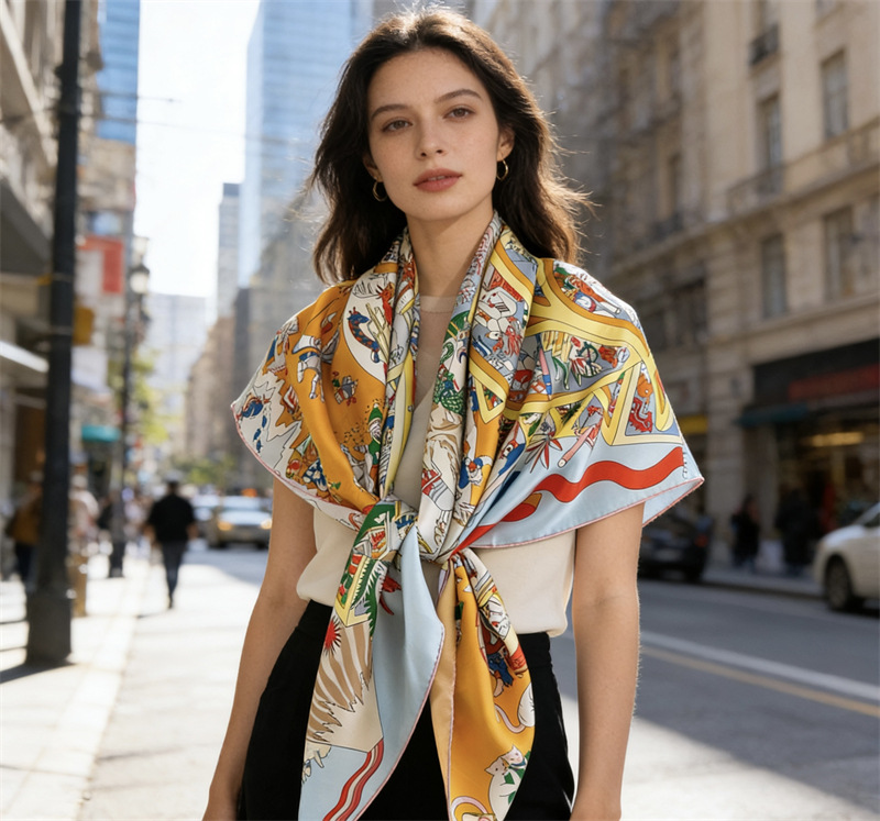 Head Wrap Turban - Silk Scarf 135CM Hand-Rolled Shawl Head