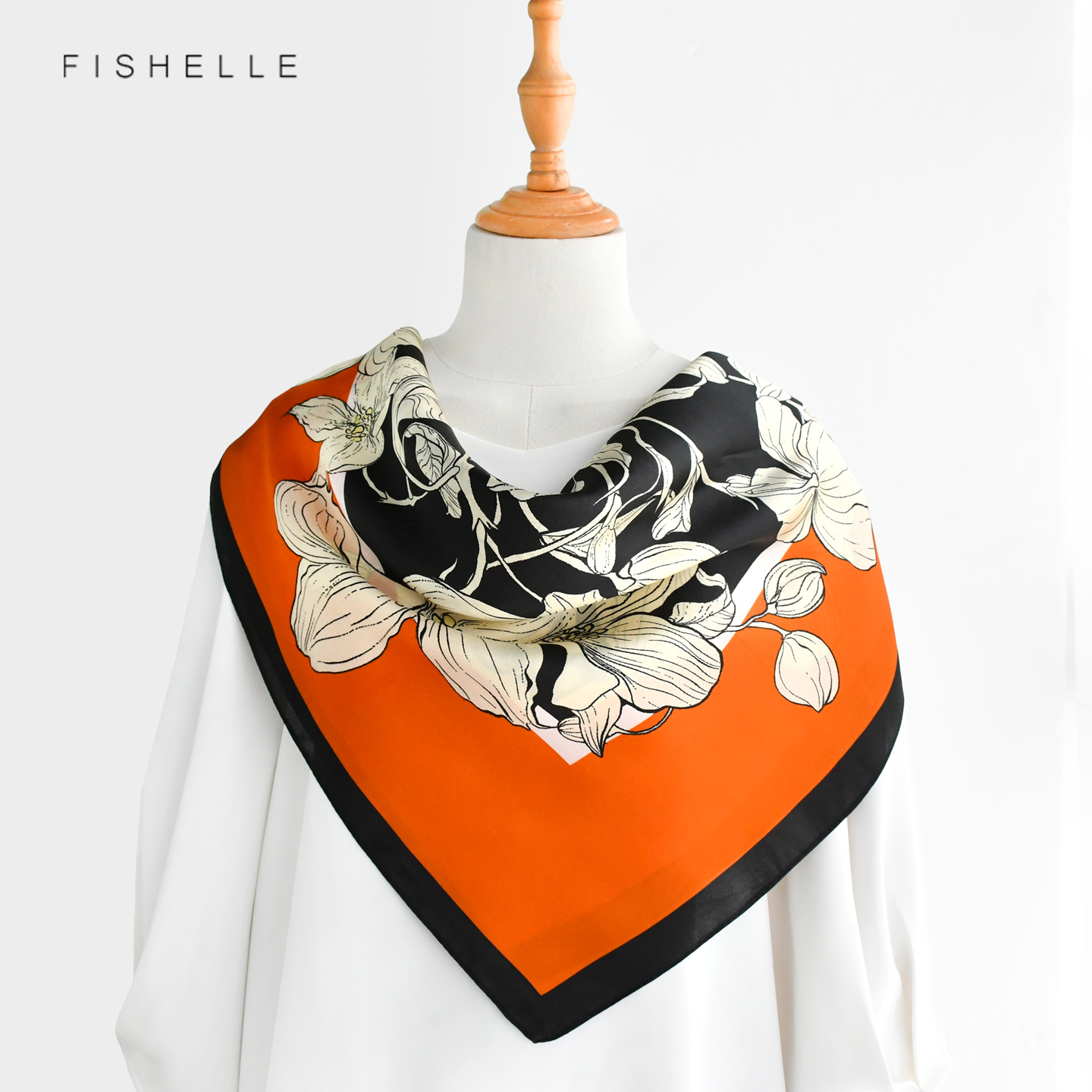 Orange Floral 100% Mulberry Si - Silk Neck Scarf recension och pris