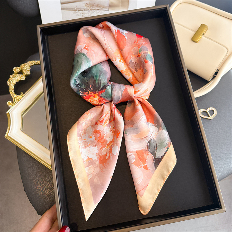 2026 New Floral Print Silk Squ - Scarf Silk Square recension och pris