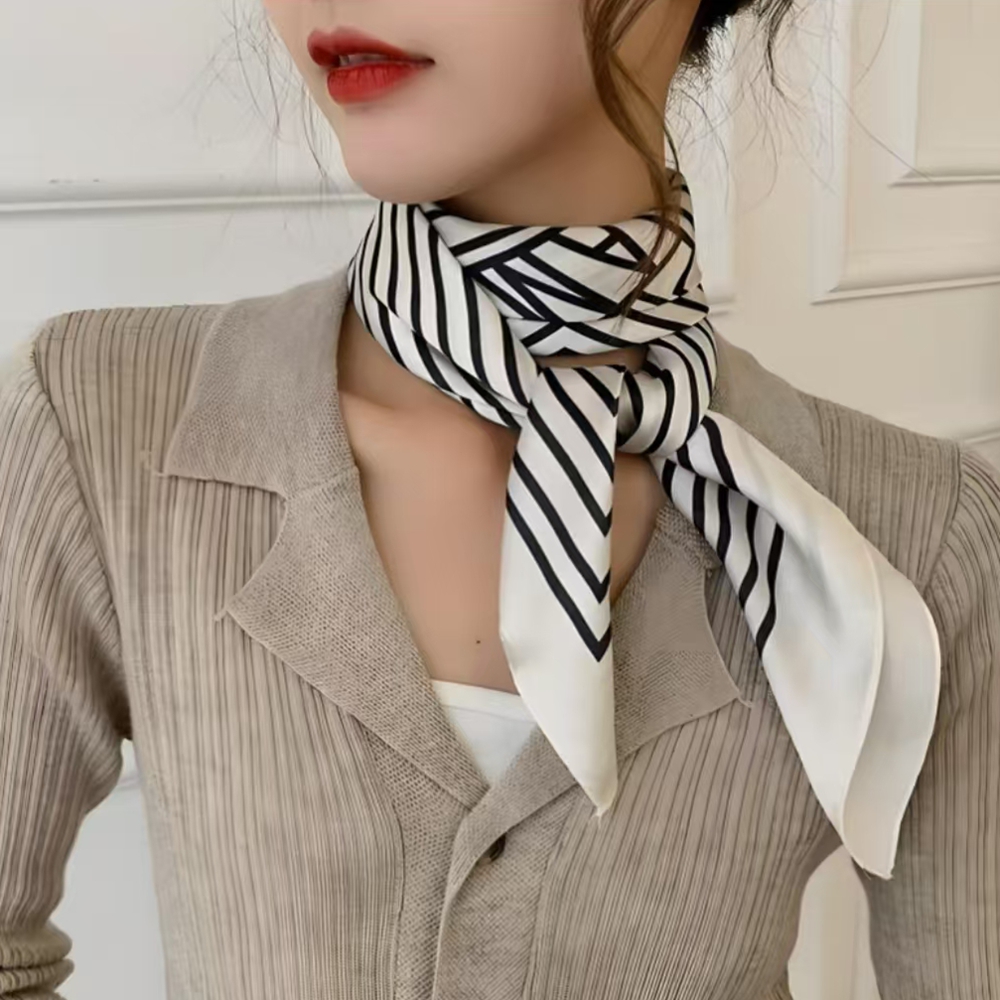 Fashion Square 70cm Black and  - Silk Tie Striped recension och pris