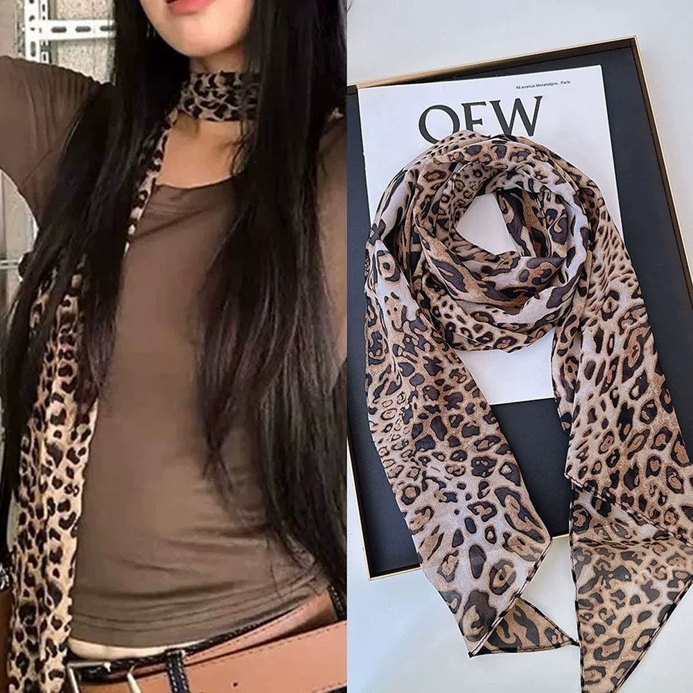 Leopard Small Long Silk Scarf  - Silk Tie Striped recension och pris