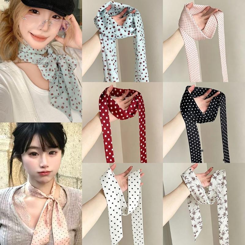 Polka Dot Floral Print Silk Sc - Silk Neck Scarf recension och pris