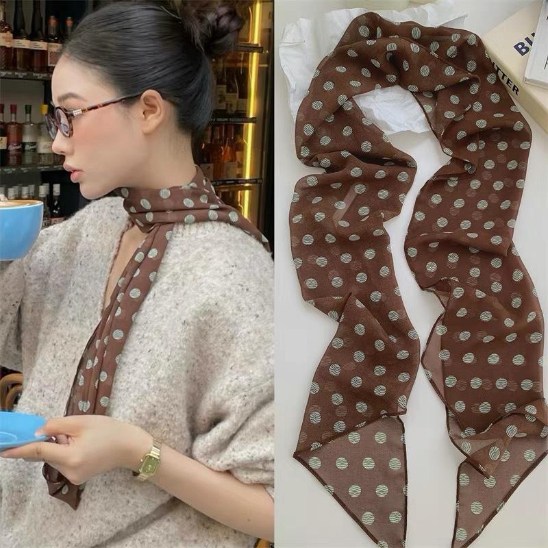 Polka Dot Floral Print Silk Sc - Silk Neck Scarf recension och pris