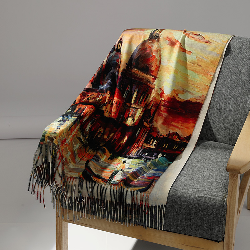 Luxury Brand Oil Painting Cash - Woven Scarf Blanket recension och pris